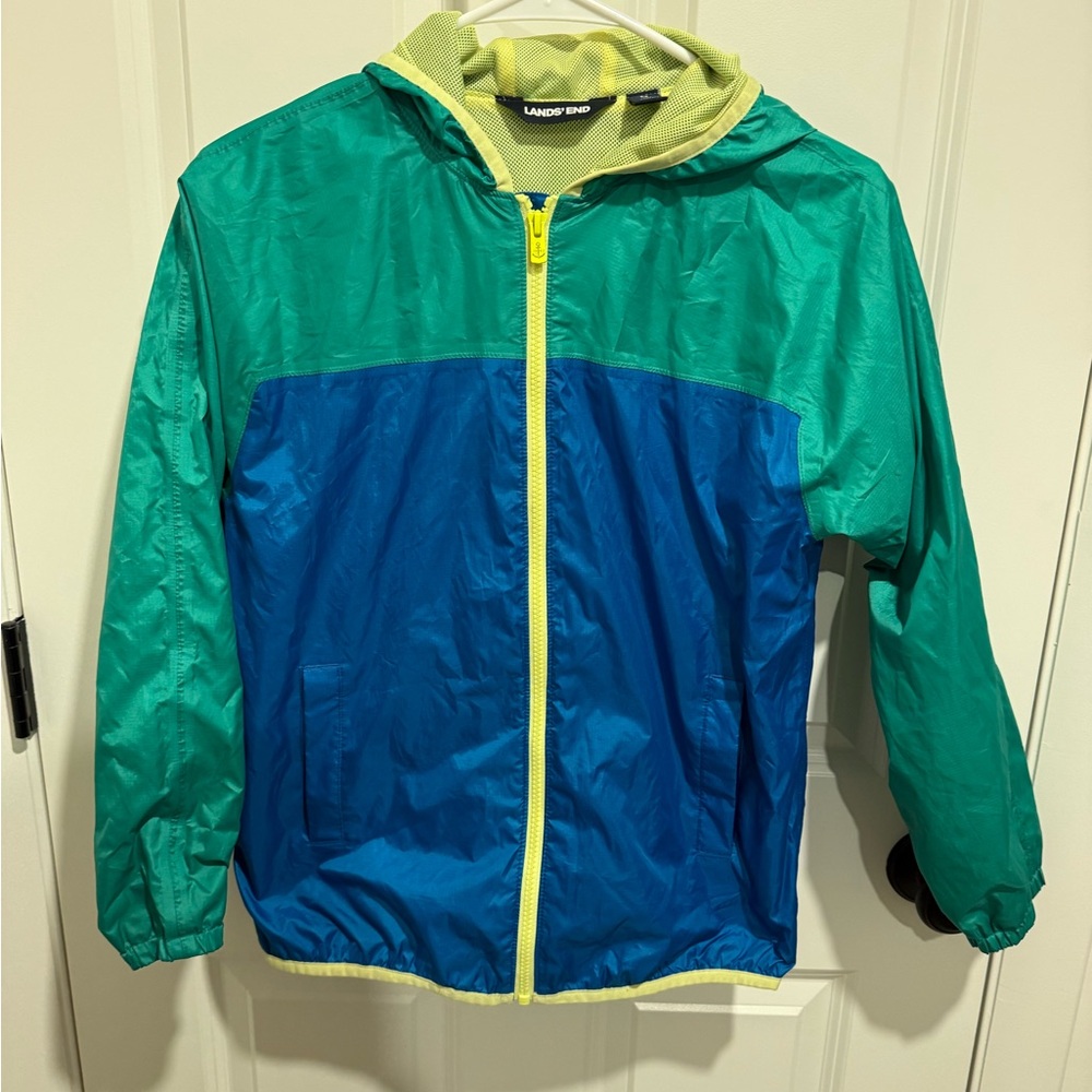 Lands' End Teal and Royal Blue Hooded Jacket